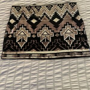 Express Black and Gold Sequin Geometric Mini Skirt